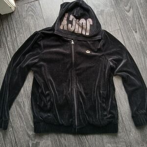 Juicy Couture Girls Black Jacket Size 14 Silver Accents